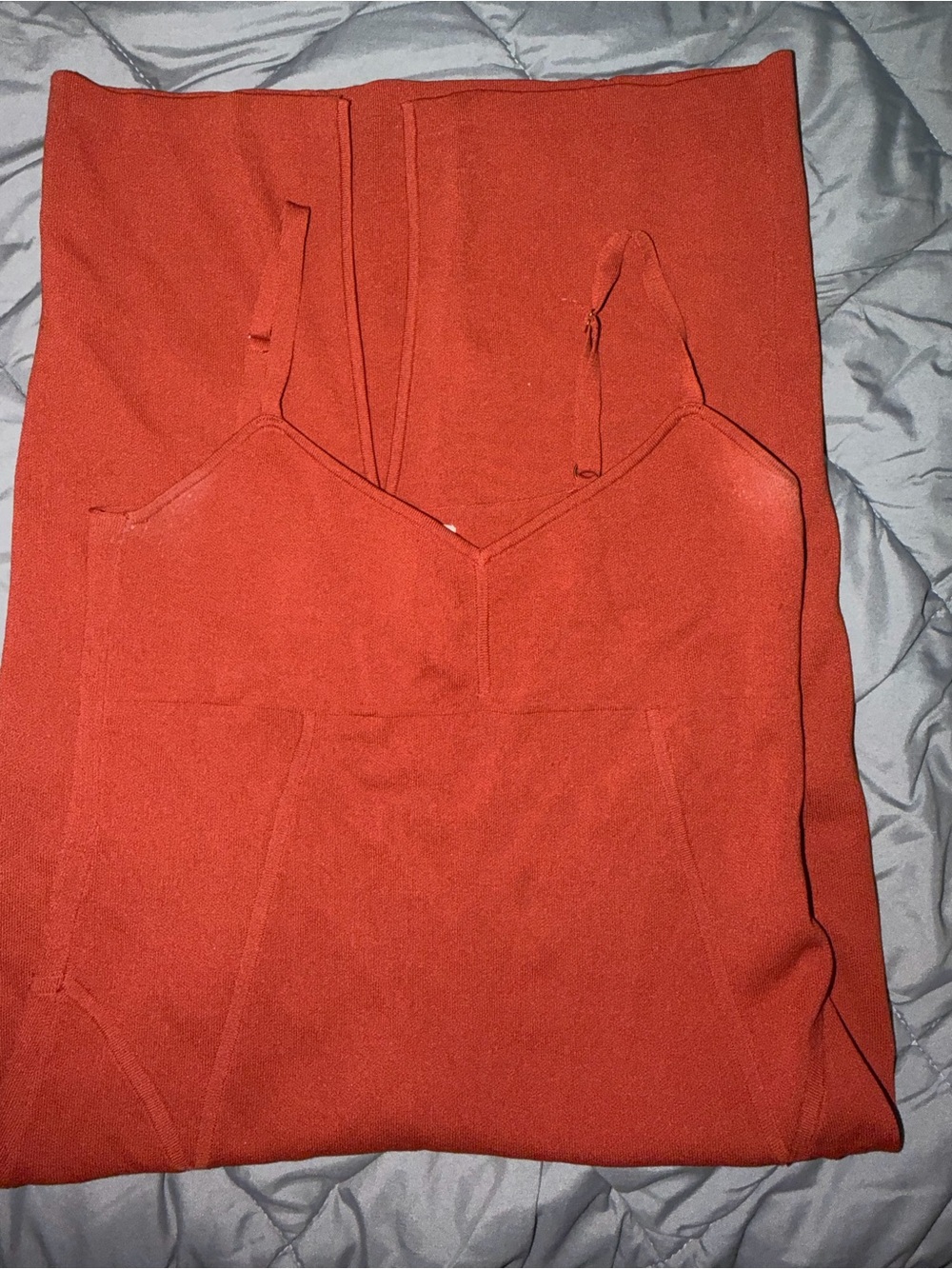 eva mendes for New York & Company Rust Orange Midi Dress